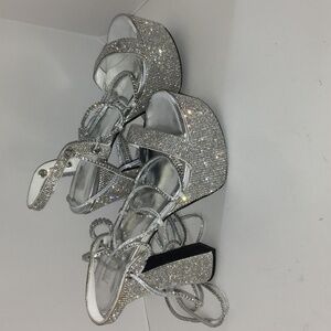 Dolls Kill Poster Girl Lace Up Silver Platform Heels 9